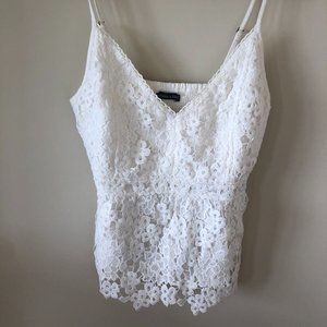 abercrombie white embroidered peplum tank top
